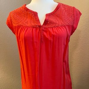 Ladies eyelet detail top